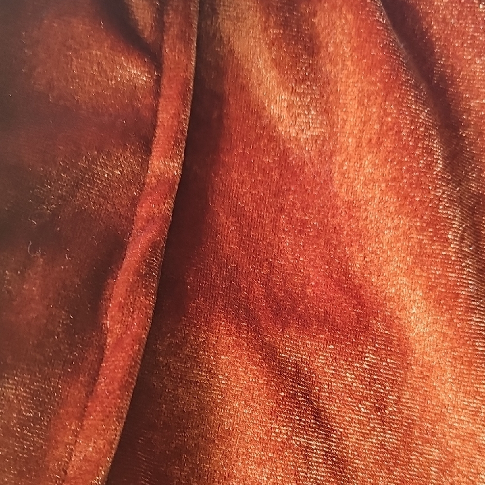 Rust Velvet Long Cardigan JACKET - Picture 3 of 3